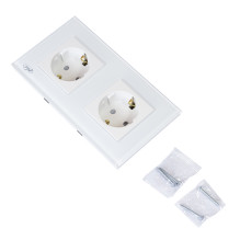 PNI WP202W built-in double socket with white glass frame