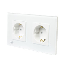 PNI WP202W built-in double socket with white glass frame