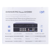 DVR / NVR PNI House AHD880, 8 analog channels 4K-N or 8 IP channels 5MP, H265+, audio input, audio output, USB2.0, 2 x S