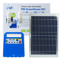 PNI GreenHouse H01 30W solar photovoltaic system with 12V / 7Ah battery, USB / Radio / MP3, 2 LED bulbs PNI GreenHouse H01 30W solar photovoltaic system with 12V / 7Ah battery, USB / Radio / MP3, 2 LED bulbs