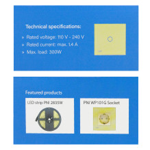 Simple switch with touch PNI SH101G made of glass, Gold with golden LED indicator