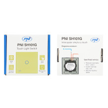 Simple switch with touch PNI SH101G made of glass, Gold with golden LED indicator