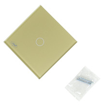 Simple switch with touch PNI SH101G made of glass, Gold with golden LED indicator