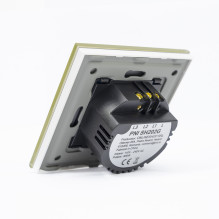 Double switch with touch PNI SH202G made of glass, Gold with golden LED indicator