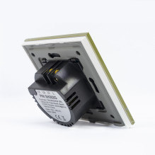 Double switch with touch PNI SH202G made of glass, Gold with golden LED indicator