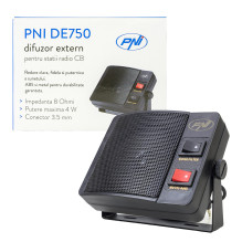 External speaker PNI DE750 for CB radio stations, 8 Ohms, 4 W, 3 inch speaker, 3.5 mm jack External speaker PNI DE750 for CB radio stations, 8 Ohms, 4 W, 3 inch speaker, 3.5 mm jack