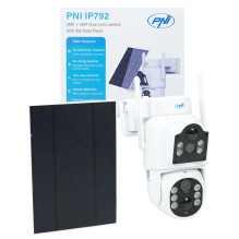Wireless video surveillance camera PNI IP792 4Mp dual lens with solar panel and battery
