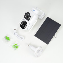 Wireless video surveillance camera PNI IP792 4Mp dual lens with solar panel and battery
