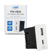 Dvigubas USB lizdas PNI UB30, 5 V, 2,4 A, modulinis, įmontuotas
