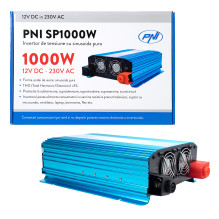PNI SP1000W įtampos keitiklis su grynu sinusoidu, 12 V maitinimo šaltiniu