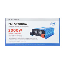 PNI SP2000W įtampos keitiklis su grynu sinusoidu, 12 V maitinimo šaltiniu