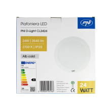 PNI D-Light CL2424 24W LED lubinis šviestuvas, apvalus 29 cm, 2700K, 230V maitinimo šaltinis, 2640 lm, šiltai baltas
