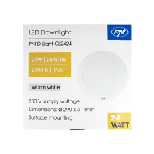 PNI D-Light CL2424 24W LED ceiling light, round 29 cm, 2700K, 230V power supply, 2640 lm, warm white PNI D-Light CL2424 24W LED ceiling light, round 29 cm, 2700K, 230V power supply, 2640 lm, warm white
