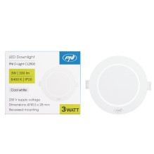 LED spotlight PNI D-Light CL2503 3W, recessed, round 9 cm, 6400K, 230V power supply, 330 lm, cold white LED spotlight PNI D-Light CL2503 3W, recessed, round 9 cm, 6400K, 230V power supply, 330 lm, cold white