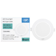 PNI D-Light CL2506 6W LED spotlight, recessed, round 120 cm, 6400K, 230V power supply, 660 lm, cool white PNI D-Light CL2506 6W LED spotlight, recessed, round 120 cm, 6400K, 230V power supply, 660 lm, cool white