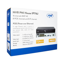 NVR POE PNI House IP716J 16 kanalų 4K 8MP, 8 POE kanalai ir 8 IP kanalai su PNI POE jungikliu arba įprastu H.265