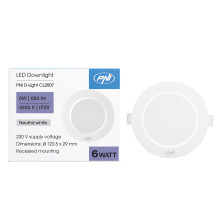 PNI D-Light CL2507 6W LED spotlight, recessed, round 12 cm, 4200K, 230V power supply, 660 lm, neutral white PNI D-Light CL2507 6W LED spotlight, recessed, round 12 cm, 4200K, 230V power supply, 660 lm, neutral white