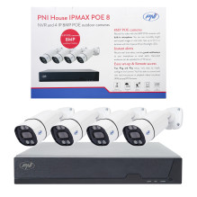 PNI House IPMAX POE 8 vaizdo stebėjimo rinkinys, NVR su 4 POE prievadais ir 4 8MP IP kameromis PNI House IPMAX POE 8 vaizdo stebėjimo rinkinys, NVR su 4 POE prievadais ir 4 8MP IP kameromis