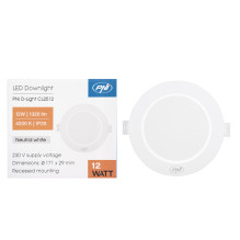 LED spotlight PNI D-Light CL2512 12W, recessed, round 17 cm, 4200K, 230V power supply, 1320 lm, neutral white LED spotlight PNI D-Light CL2512 12W, recessed, round 17 cm, 4200K, 230V power supply, 1320 lm, neutral white