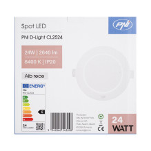 PNI D-Light CL2524 24W LED prožektorius, įleidžiamas, apvalus 29 cm, 6400K, 230 V maitinimo šaltinis, 2640 lm, šaltai ba
