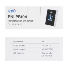 PNI PB104 access switch with touch, applied mounting, NO / NC / COM, 12V / 24V DC, status LED, metallic, 5 wires PNI PB104 access switch with touch, applied mounting, NO / NC / COM, 12V / 24V DC, status LED, metallic, 5 wires
