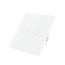 Double switch with glass PNI SH202 touch, white with LED indicator Double switch with glass PNI SH202 touch, white with LED indicator