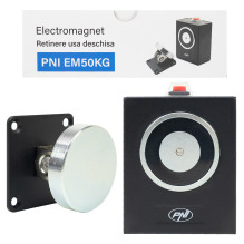 Elektromagnetas durims laikyti atidarytas PNI EM50KG Apsaugotas nuo gedimų, montuojamas ant sienos, 12/24 V, atidarymo j