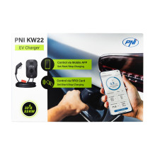 PNI KW22 32A 22KW elektromobilių įkrovimo stotelė, 380 V - 440 V trifazė, 2 tipo jungtis, ekranas, kortelė, BT, valdymas