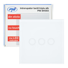 Triple switch with glass PNI SH303 touch, white with LED indicator Triple switch with glass PNI SH303 touch, white with LED indicator