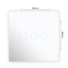 Triple switch with glass PNI SH303 touch, white with LED indicator Triple switch with glass PNI SH303 touch, white with LED indicator