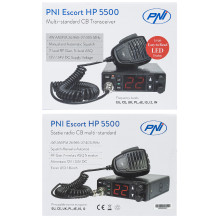 PNI Escort HP 5500 CB radijo stotis, daugiastandartė, 4W, AM-FM, 12V / 24V, ASQ, RF stiprinimas, cigarečių degiklio lizd