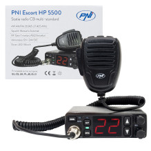 PNI Escort HP 5500 CB radio station, multistandard, 4W, AM-FM, 12V / 24V, ASQ, RF Gain, cigarette lighter socket include PNI Escort HP 5500 CB radio station, multistandard, 4W, AM-FM, 12V / 24V, ASQ, RF Gain, cigarette lighter socket include