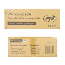 Photovoltaic solar panel PNI PSF6020A power 60W with 20A battery included, 12V output, for surveillance cameras Photovoltaic solar panel PNI PSF6020A power 60W with 20A battery included, 12V output, for surveillance cameras