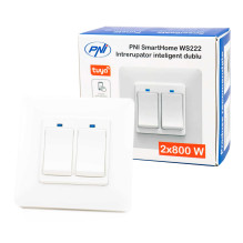 PNI SmartHome WS222 dvigubas šviesos jungiklis, skirtas valdyti šviesą internetu, suderinamas su „Tuya Smart App“, „Amaz
