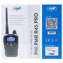 Portable radio station PNI PMR R45 PRO 446MHz, 0.5W, 32 programmable channels, 16 PMR and 38 CTCSS and 104 DCS tones, IP Portable radio station PNI PMR R45 PRO 446MHz, 0.5W, 32 programmable channels, 16 PMR and 38 CTCSS and 104 DCS tones, IP