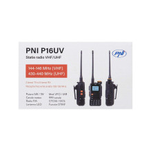 Portable VHF / UHF radio station PNI P16UV, 999 channels, dual band TX and 6 bands RX, VOX transmission, Scan, FM Radio,