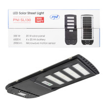 PNI SL130 300W street lighting lamp, with built-in 20W solar panel, 6500K, 2900lm, 4 x built-in 20Ah battery, microwave 