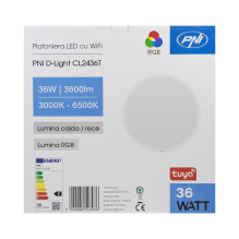 PNI D-Light CL2436T „Wi-Fi“ LED lubinis šviestuvas, RGBW, 36 W, pritemdomas, apvalus 41 cm, 3000 K–6500 K, 230 V maitini PNI D-Light CL2436T „Wi-Fi“ LED lubinis šviestuvas, RGBW, 36 W, pritemdomas, apvalus 41 cm, 3000 K–6500 K, 230 V maitini