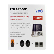PNI AP800D vartų automatikos komplektas, variklis, fotoelementai, nuotolinio valdymo pultas, lempa, 230 V, 1100 N ir 800 PNI AP800D vartų automatikos komplektas, variklis, fotoelementai, nuotolinio valdymo pultas, lempa, 230 V, 1100 N ir 800