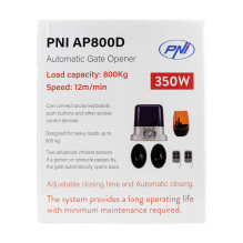 PNI AP800D vartų automatikos komplektas, variklis, fotoelementai, nuotolinio valdymo pultas, lempa, 230 V, 1100 N ir 800 PNI AP800D vartų automatikos komplektas, variklis, fotoelementai, nuotolinio valdymo pultas, lempa, 230 V, 1100 N ir 800