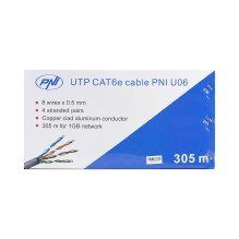 CAT6e UTP cable PNI U06 with 4 pairs for internet 1 Gigabit and surveillance systems Roll 305m CAT6e UTP cable PNI U06 with 4 pairs for internet 1 Gigabit and surveillance systems Roll 305m