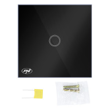 Simple switch with touch PNI SH121, made of glass, black, with LED indicator, 10A 200W Simple switch with touch PNI SH121, made of glass, black, with LED indicator, 10A 200W