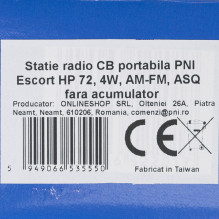 Portable CB radio station PNI Escort HP 72, 4W, AM-FM, ASQ, Dual Watch, Scan, without battery