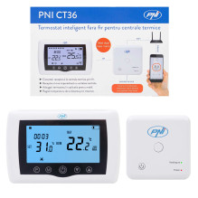 Smart thermostat PNI CT36 wireless, with WiFi, Internet control, for thermal power plants, APP TuyaSmart Smart thermostat PNI CT36 wireless, with WiFi, Internet control, for thermal power plants, APP TuyaSmart