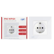 Paprastas įmontuotas lizdas PNI WP101W su stikliniu rėmeliu, 16A, 4000W, 230V Paprastas įmontuotas lizdas PNI WP101W su stikliniu rėmeliu, 16A, 4000W, 230V