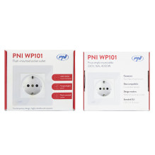 Simple built-in socket PNI WP101W with glass frame, 16A, 4000W, 230V Simple built-in socket PNI WP101W with glass frame, 16A, 4000W, 230V