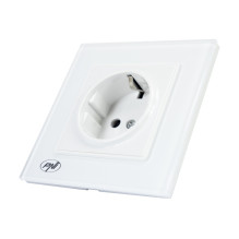 Simple built-in socket PNI WP101W with glass frame, 16A, 4000W, 230V Simple built-in socket PNI WP101W with glass frame, 16A, 4000W, 230V