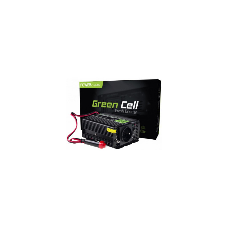Maitinimo keitiklis „Green Cell“ nuo 12 V iki 230 V, 150 W / 300 W, modifikuotas sinusoidės signalas
