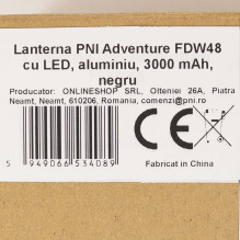 PNI Adventure FDW48 žibintuvėlis su LED, aliuminis, 3000 mAh baterija, su pridedamu akumuliatoriaus įkrovikliu, juodas PNI Adventure FDW48 žibintuvėlis su LED, aliuminis, 3000 mAh baterija, su pridedamu akumuliatoriaus įkrovikliu, juodas