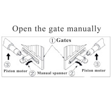 PNI MAB300LR swing gate automation kit, with 2 40W motors, remote controls and control panel, photocells and lamp, gate 